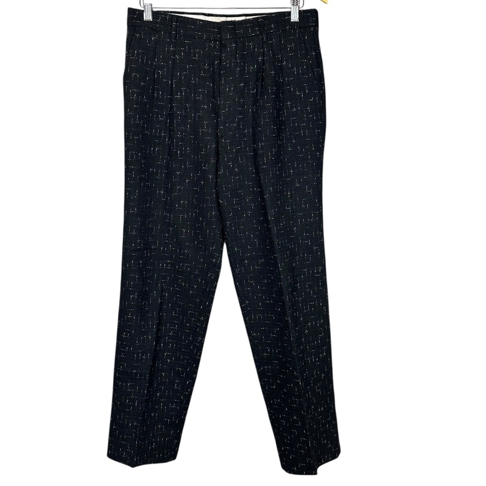 ISAACS & CO. Vintage Black and White Tweed Pleated Dress Pants Italian Woven 32